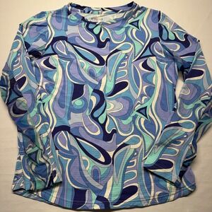 ICIKULS Sun Shirt Mesh Venting M Blue Swirl Womens Golf Tennis Long Sleeve